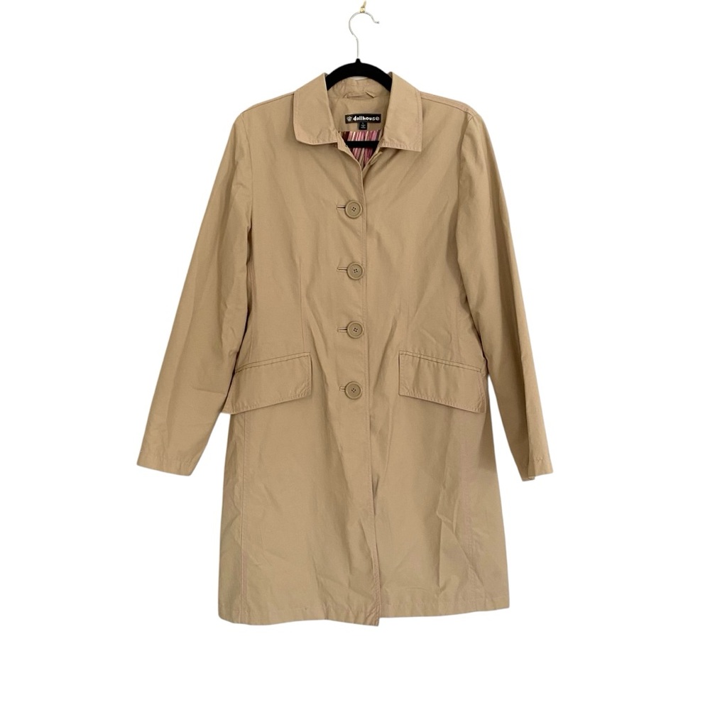 VTG 90s Y2K‎ Dollhouse Tan Trench Fitted Size Large